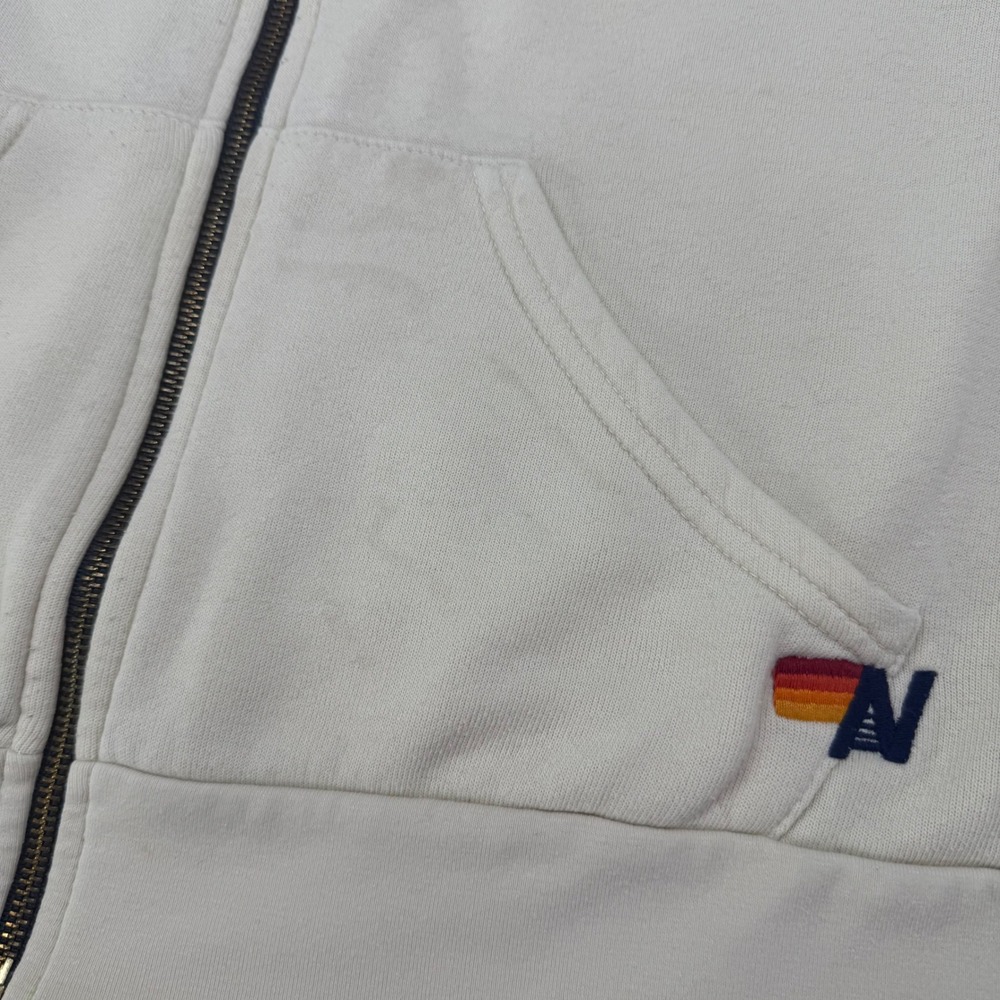 Aviator Nation 5-Stripe Rainbow Zip Up Hoodie Cream White XL Unisex Sweatshirt - Picture 4 of 11